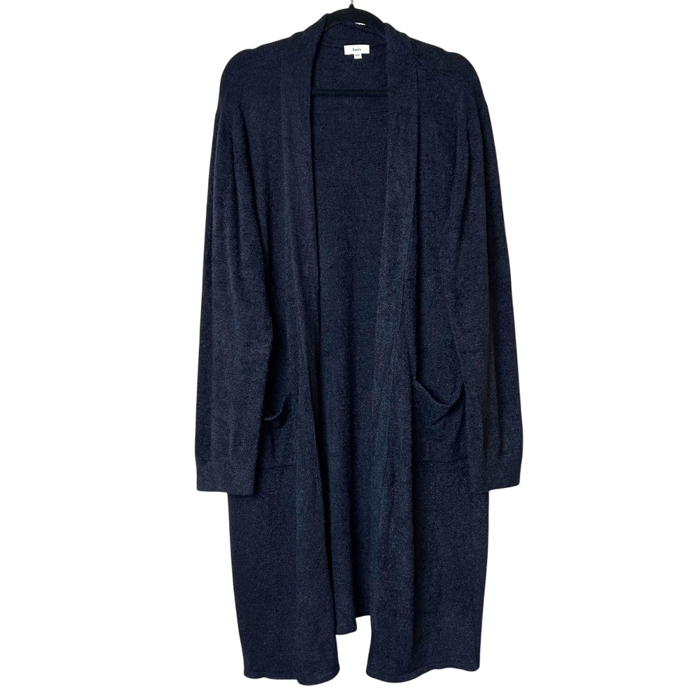 Knix Cozzzy Open Front Duster Cardigan Black Knit Sweater Pocket NWOT Women XXL